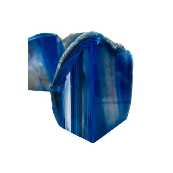 Vibrant Blue Agate Bookends, Natural Stone Office Decor, Polished Geode Book Hol - Picture 3 of 8